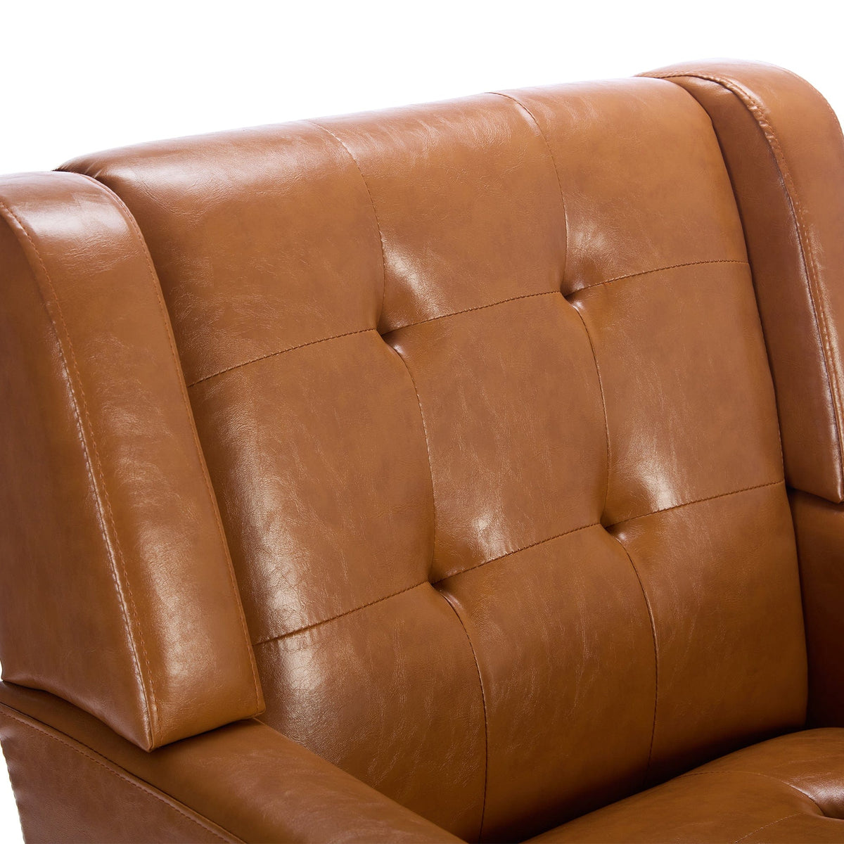 THE FURNITURE CO. Accent Chair Soft Light Brown Faux Leather Upholstered Accent Chair