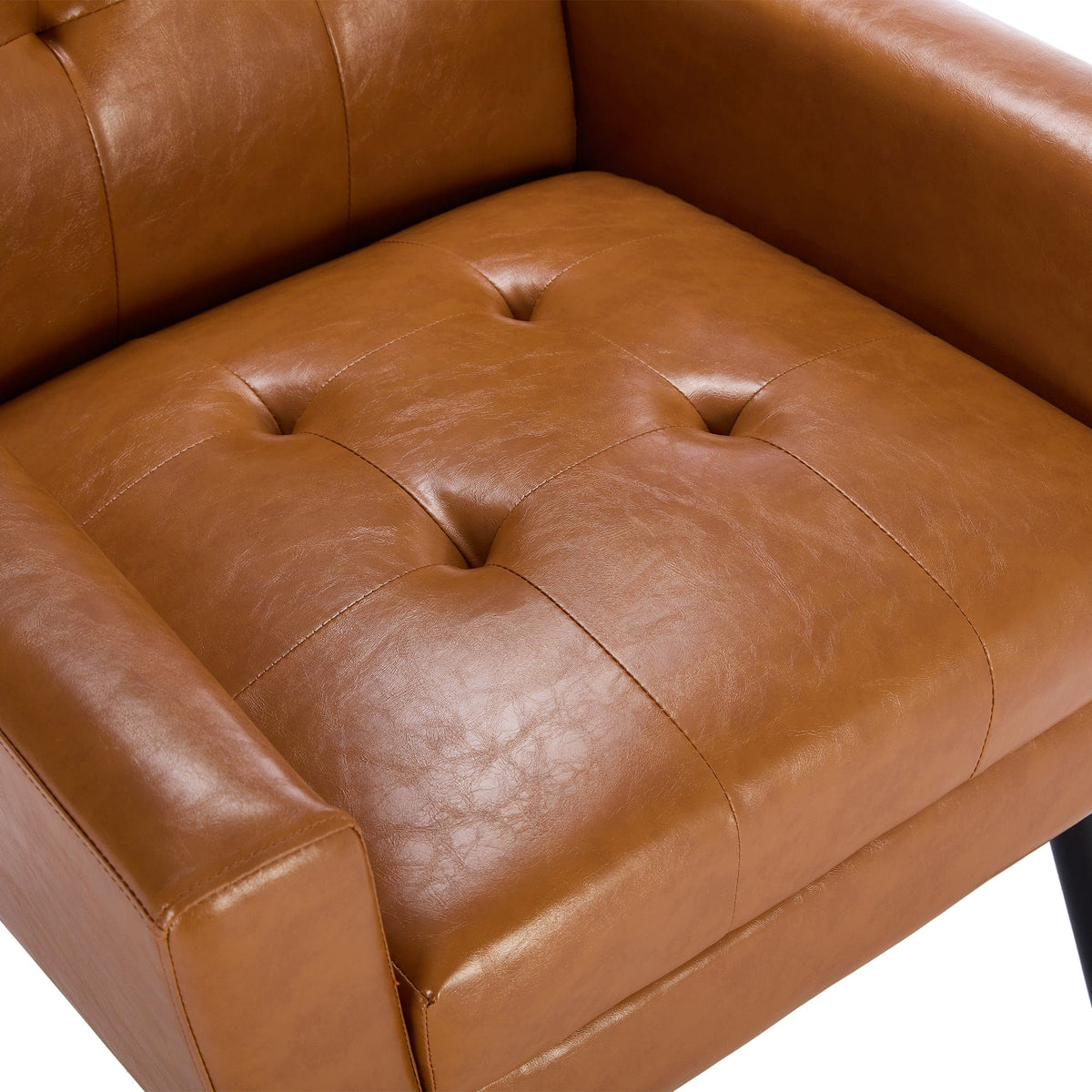 THE FURNITURE CO. Accent Chair Soft Light Brown Faux Leather Upholstered Accent Chair