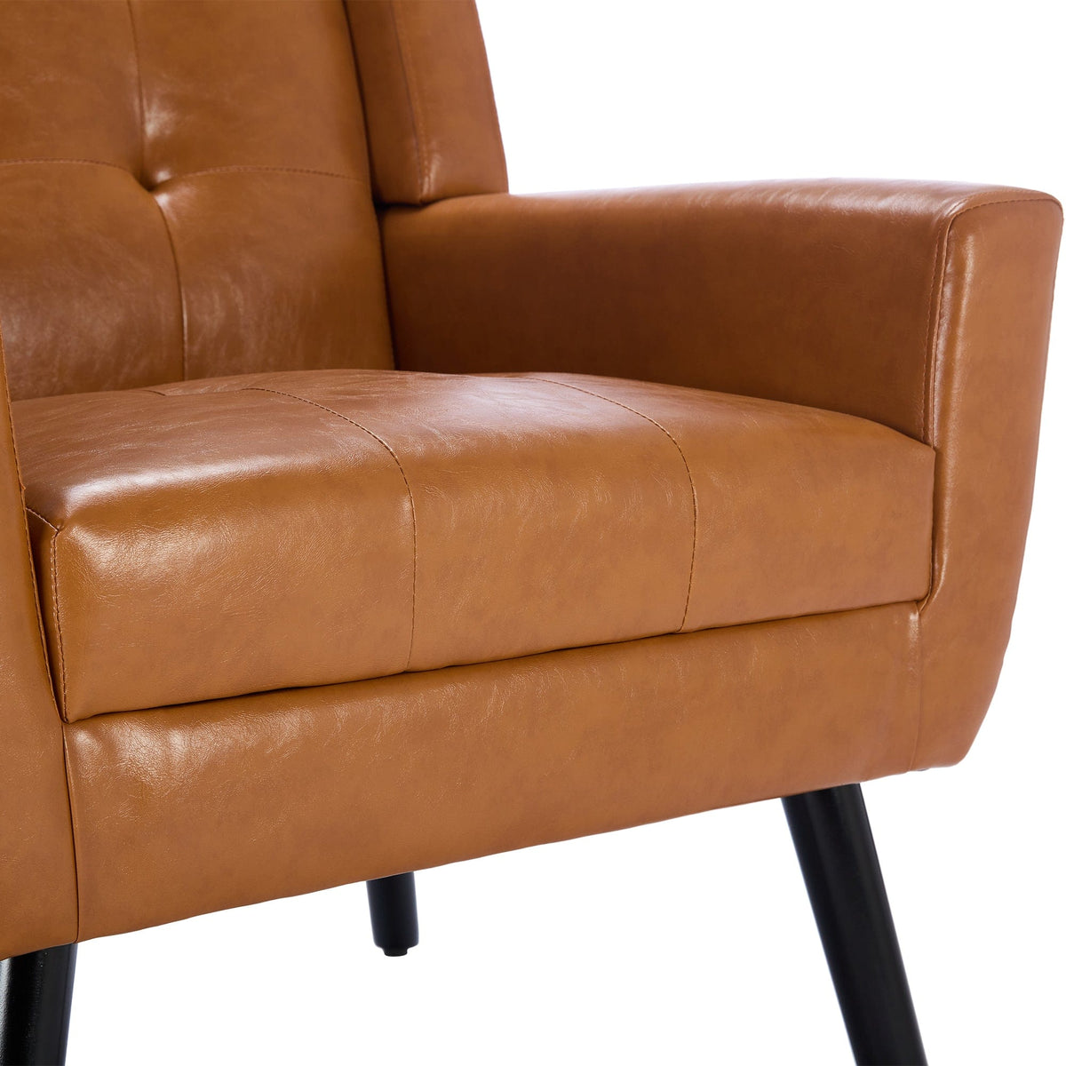 THE FURNITURE CO. Accent Chair Soft Light Brown Faux Leather Upholstered Accent Chair