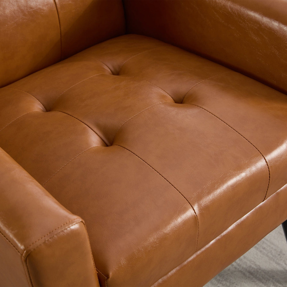 THE FURNITURE CO. Accent Chair Soft Light Brown Faux Leather Upholstered Accent Chair