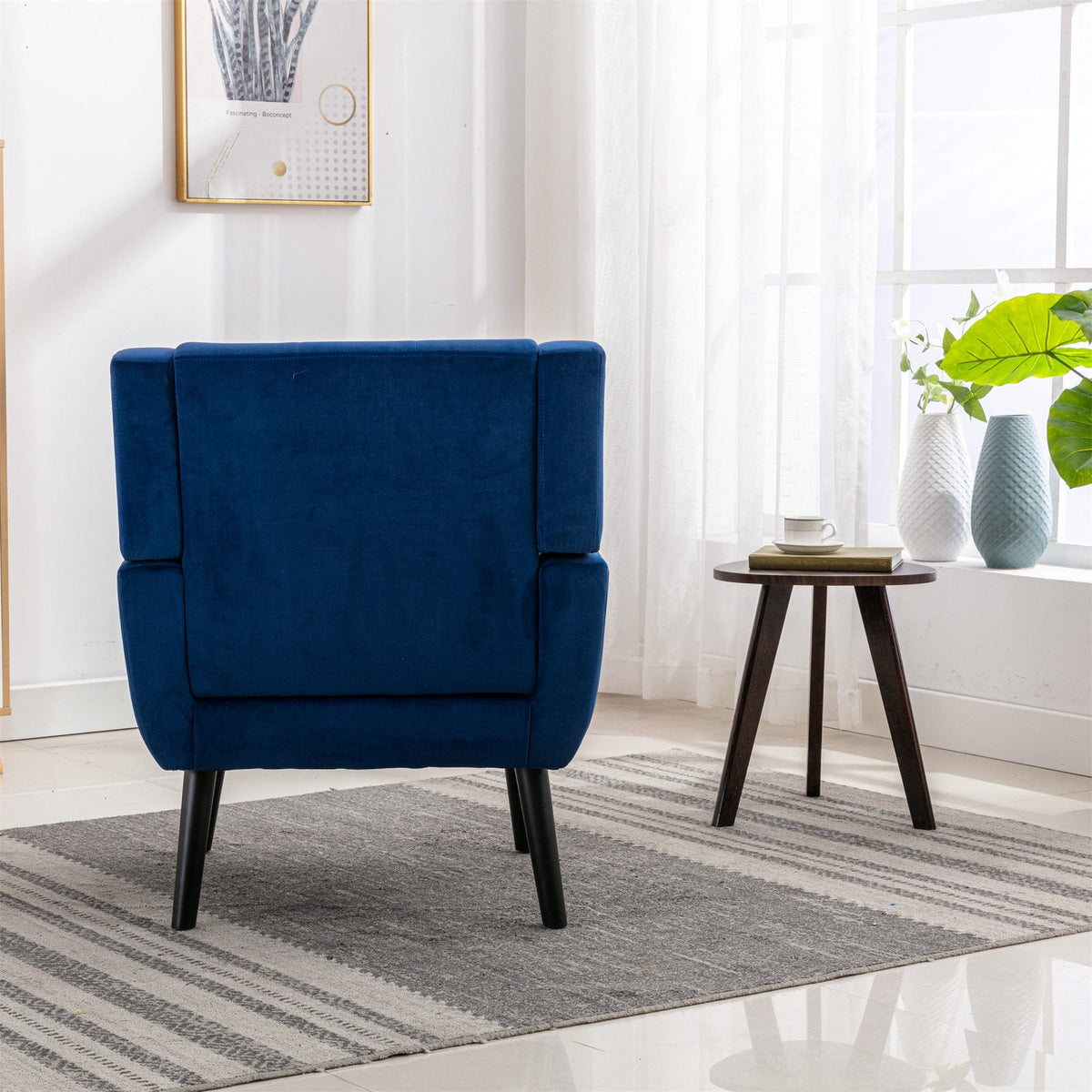 THE FURNITURE CO. Accent Chair Soft Modern Blue Velvet Upholstered Accent Chair