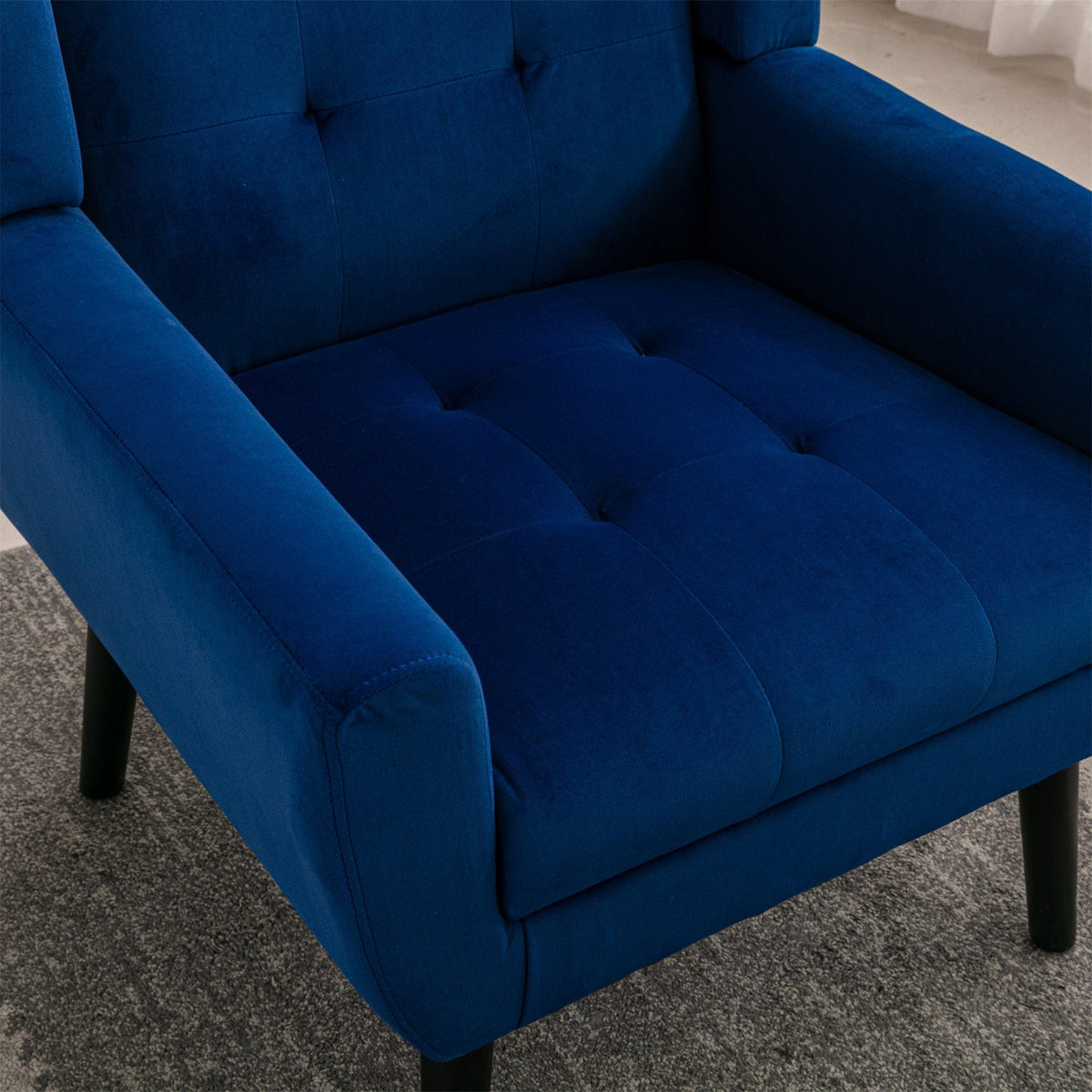 THE FURNITURE CO. Accent Chair Soft Modern Blue Velvet Upholstered Accent Chair