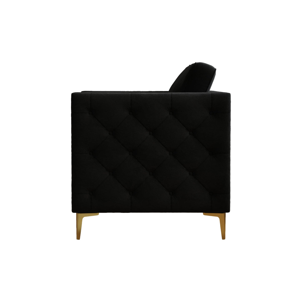THE FURNITURE CO. Accent Chair Sophisticated Black Velvet Accent Chair with Gold Metal Legs