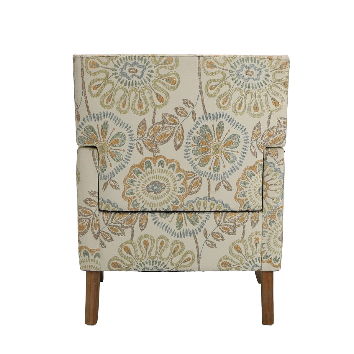 THE FURNITURE CO. Accent Chair Squared Floral Beige and Yellow Fabric Accent Chair