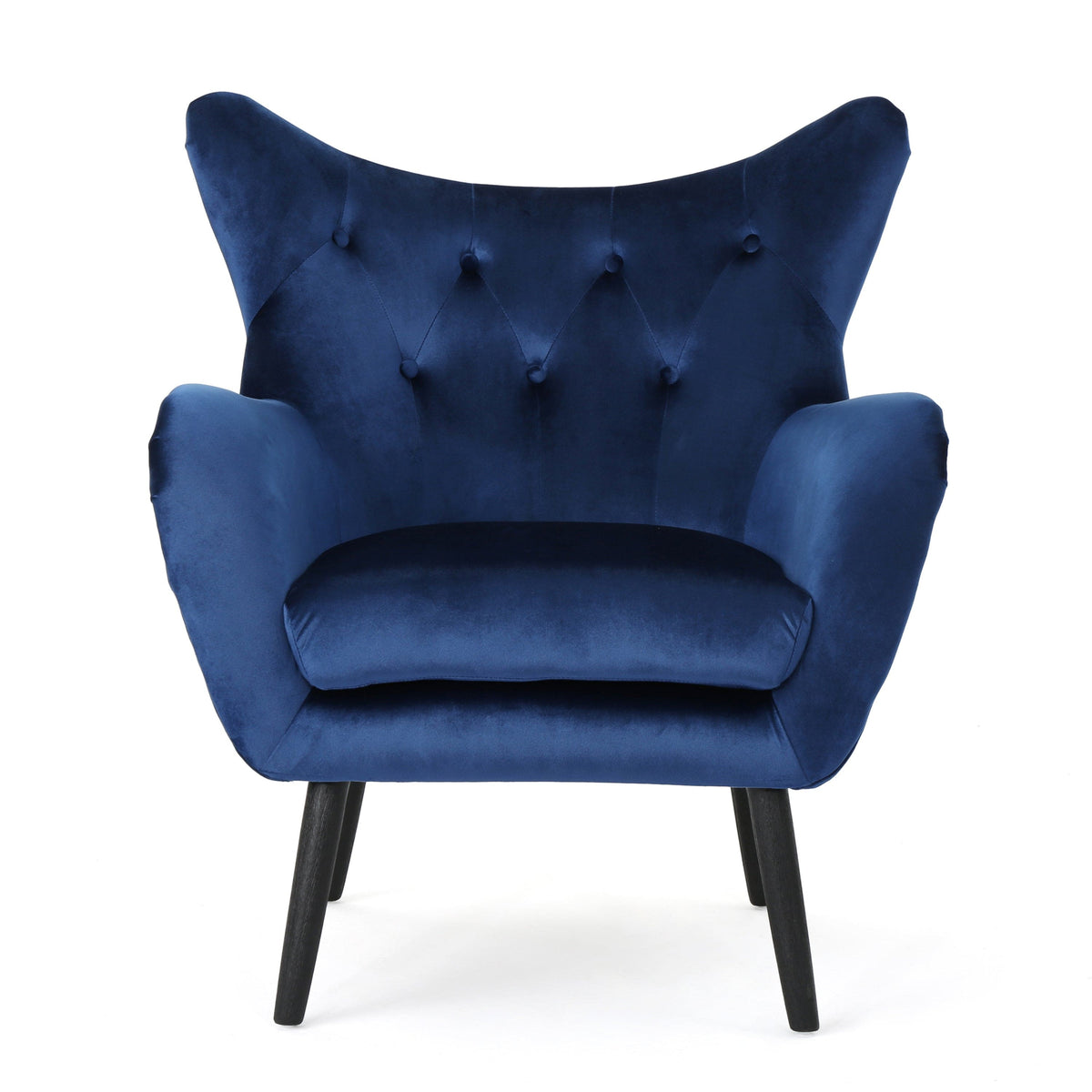 THE FURNITURE CO. Accent Chair Stylish Arm Chair Upholstered In Navy Blue Velvet