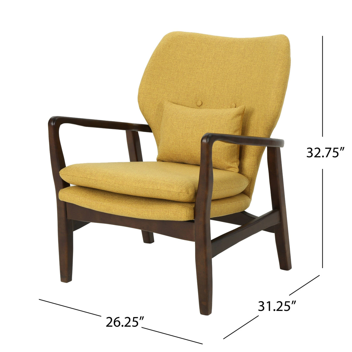 THE FURNITURE CO. Accent Chair Stylish Club Chair Upholstered In Soft Mustard Fabric