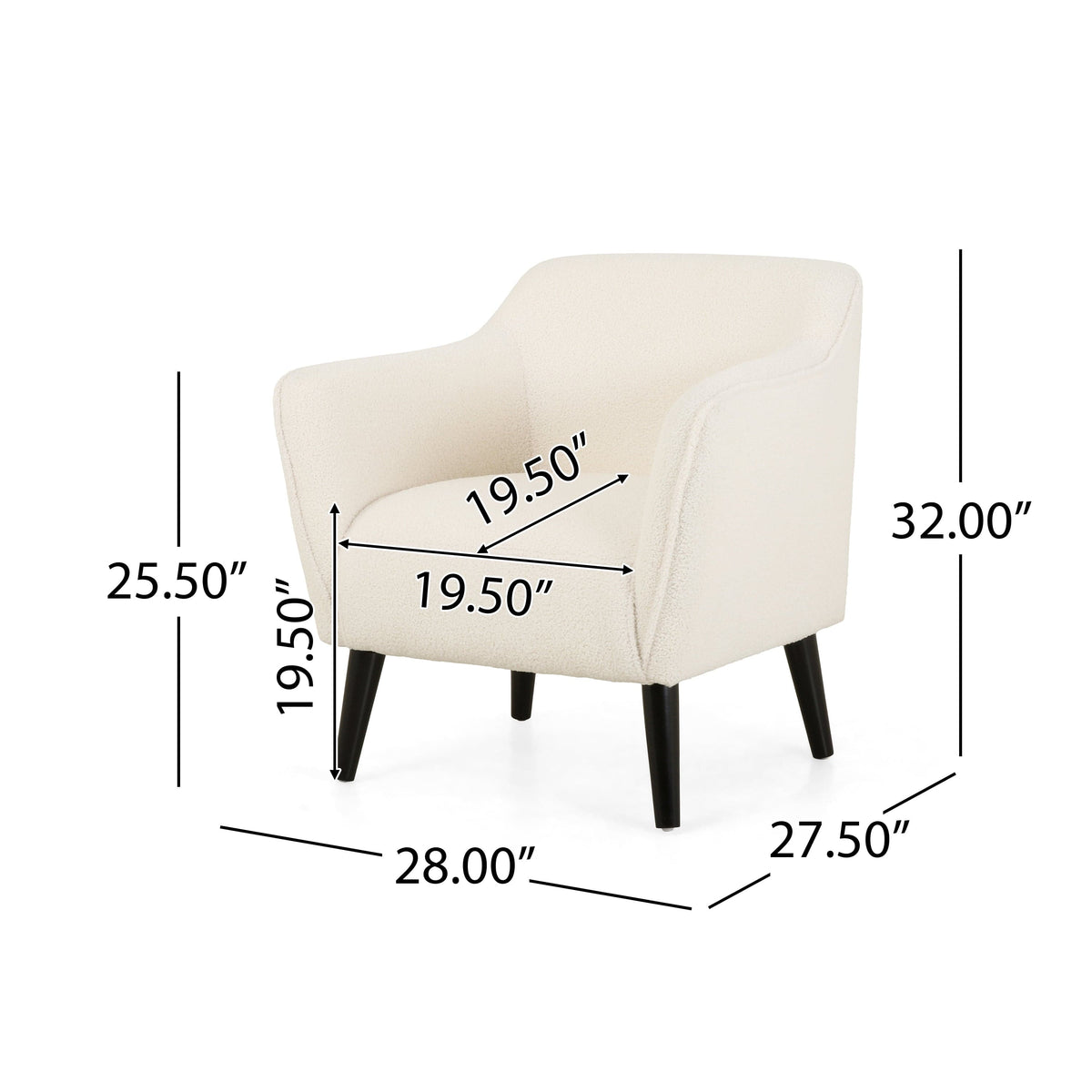 THE FURNITURE CO. Accent Chair Stylish Upholstered Armchair In Ivory Fabric
