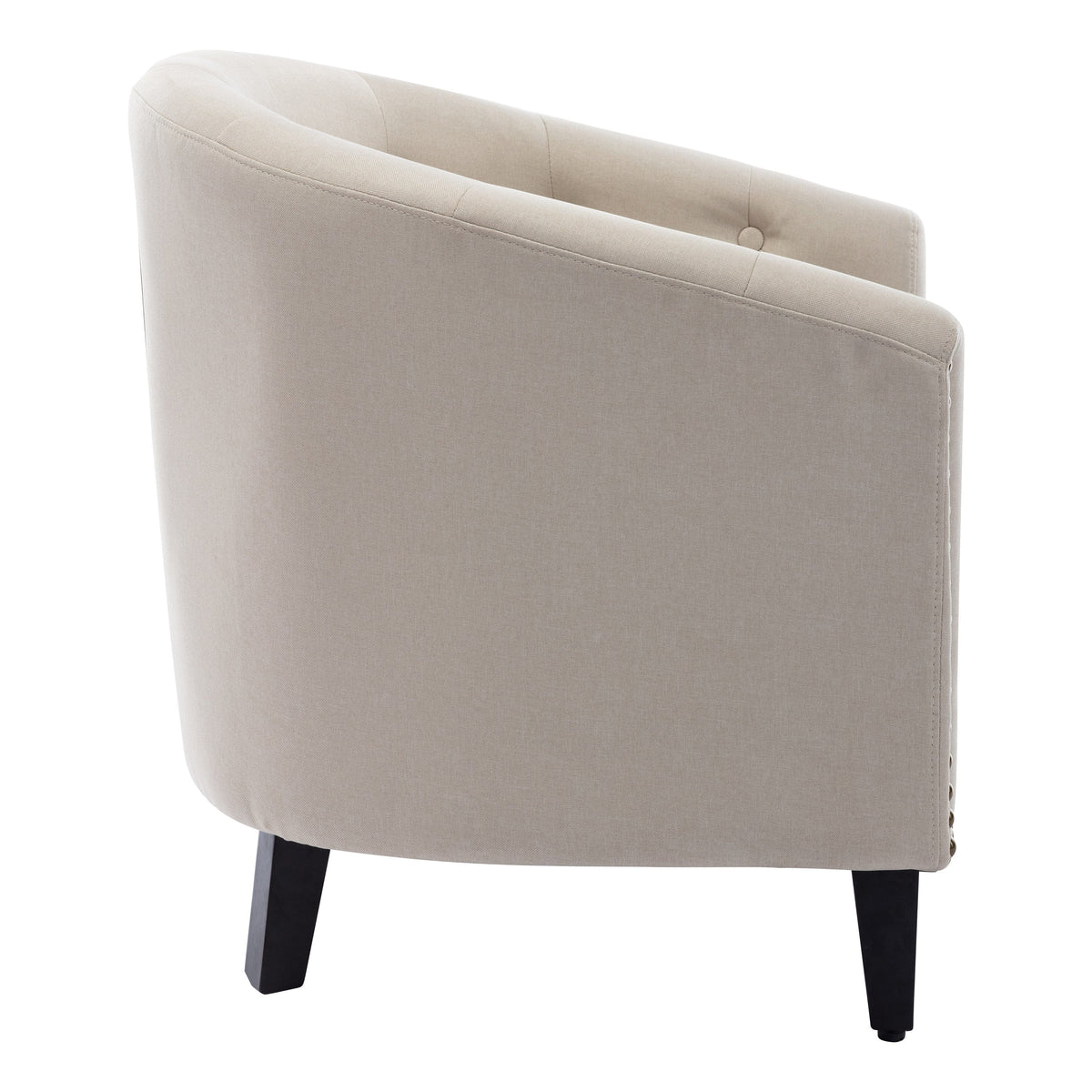 THE FURNITURE CO. Accent Chair Tan Tufted Chesterfield-Inspired Barrel Armchair