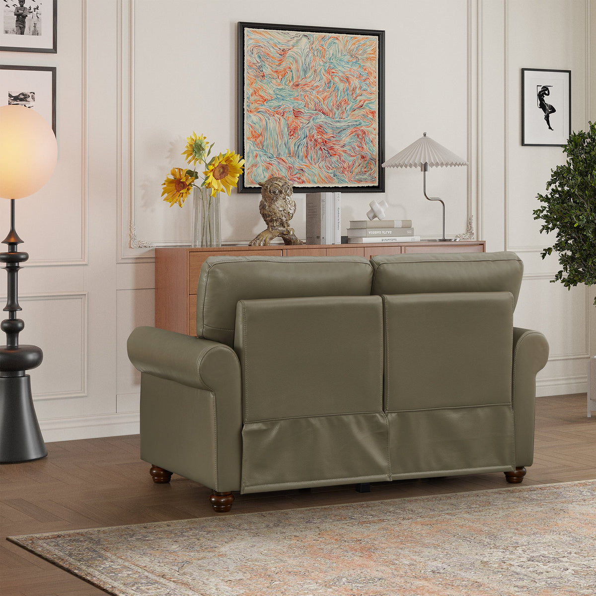 THE FURNITURE CO. Accent Chair Taupe Faux Leather Loveseat Chair