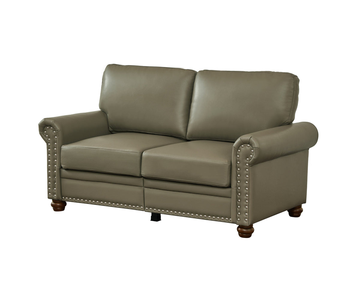 THE FURNITURE CO. Accent Chair Taupe Faux Leather Loveseat Chair