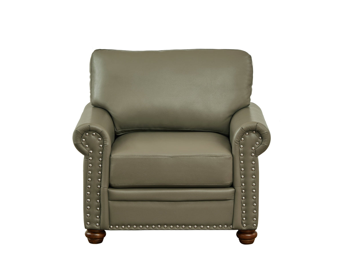 THE FURNITURE CO. Accent Chair Taupe Faux Leather Single Seat Chair with Wood Leg