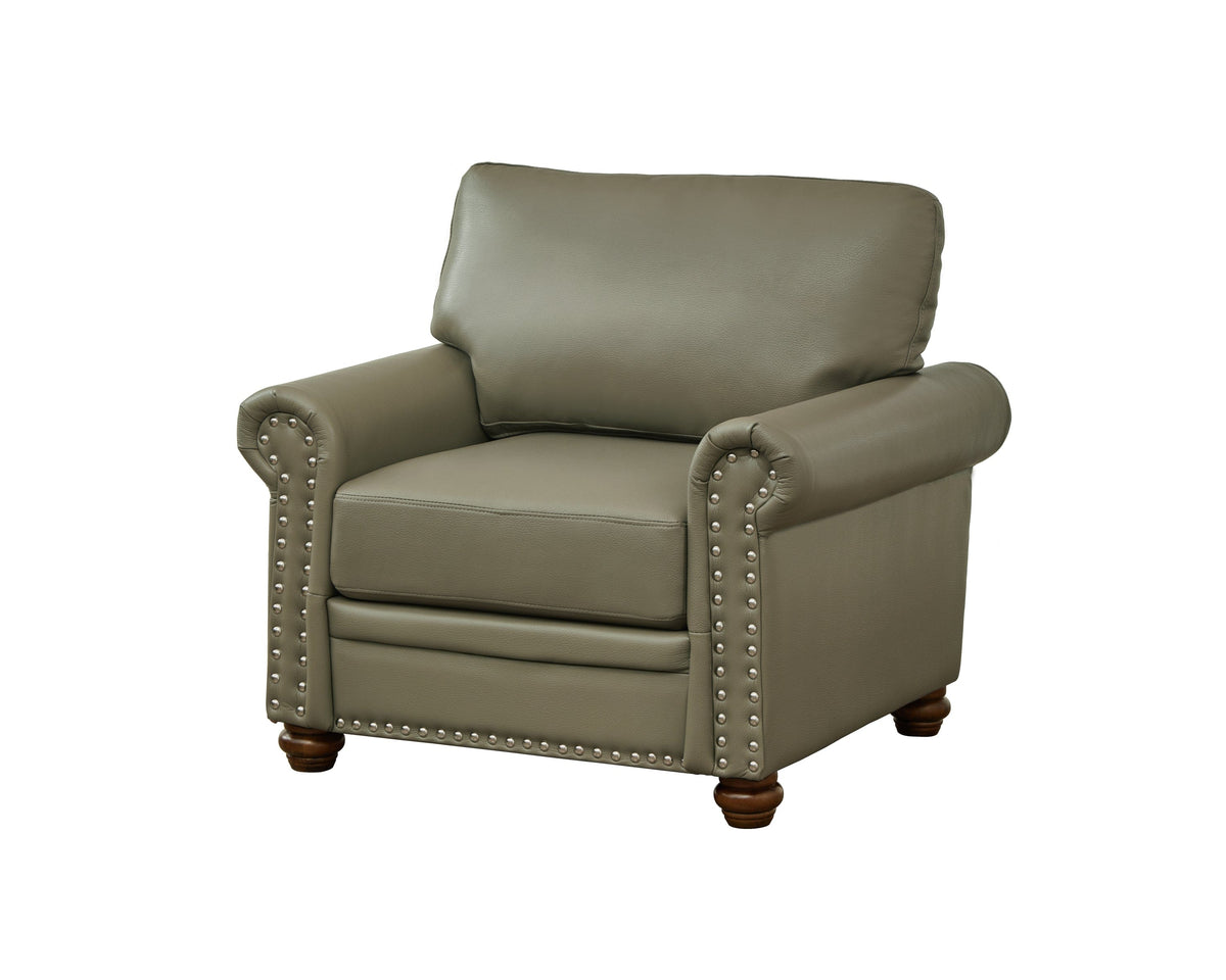 THE FURNITURE CO. Accent Chair Taupe Faux Leather Single Seat Chair with Wood Leg