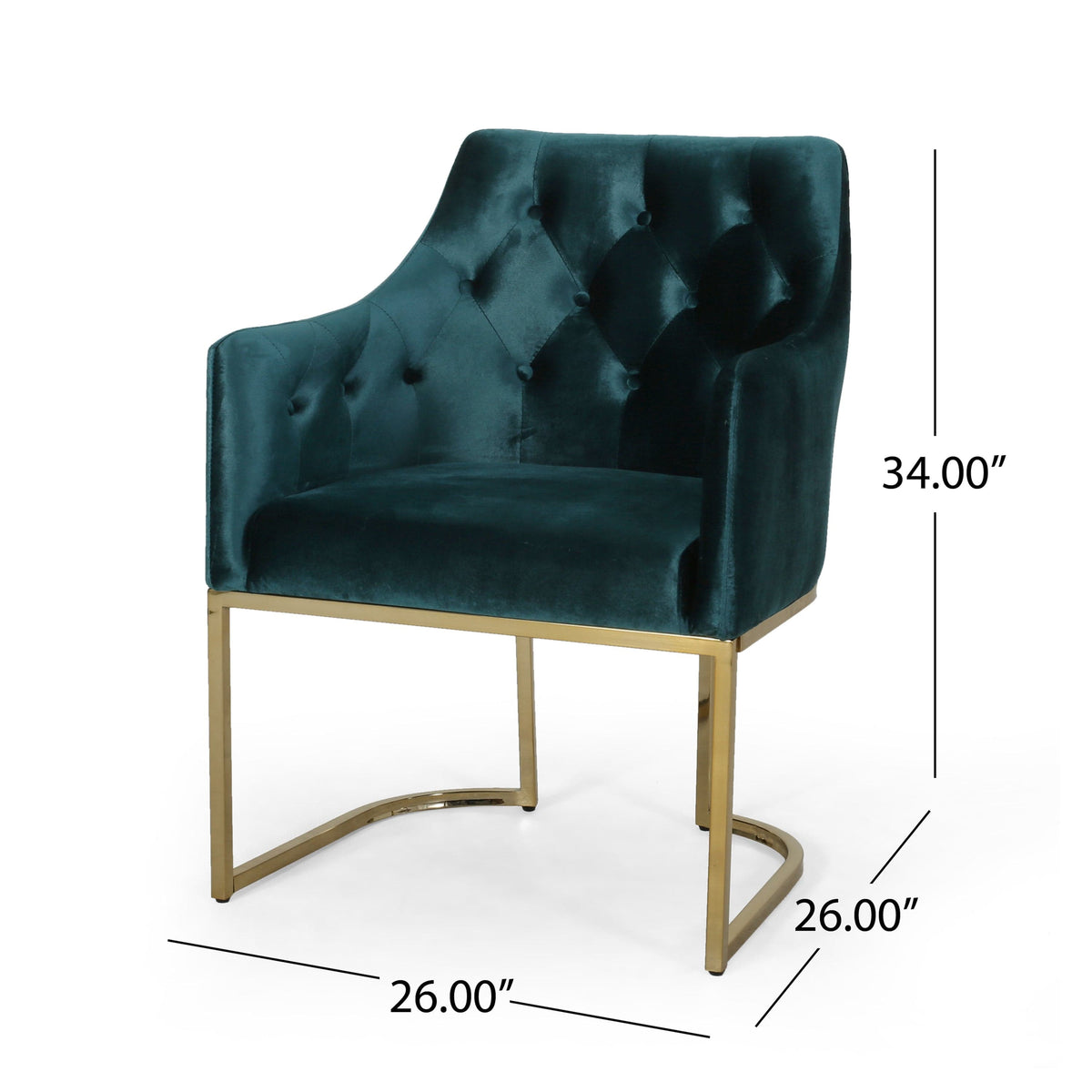 THE FURNITURE CO. Accent Chair Teal Altay Velvet Modern Glam Armchair