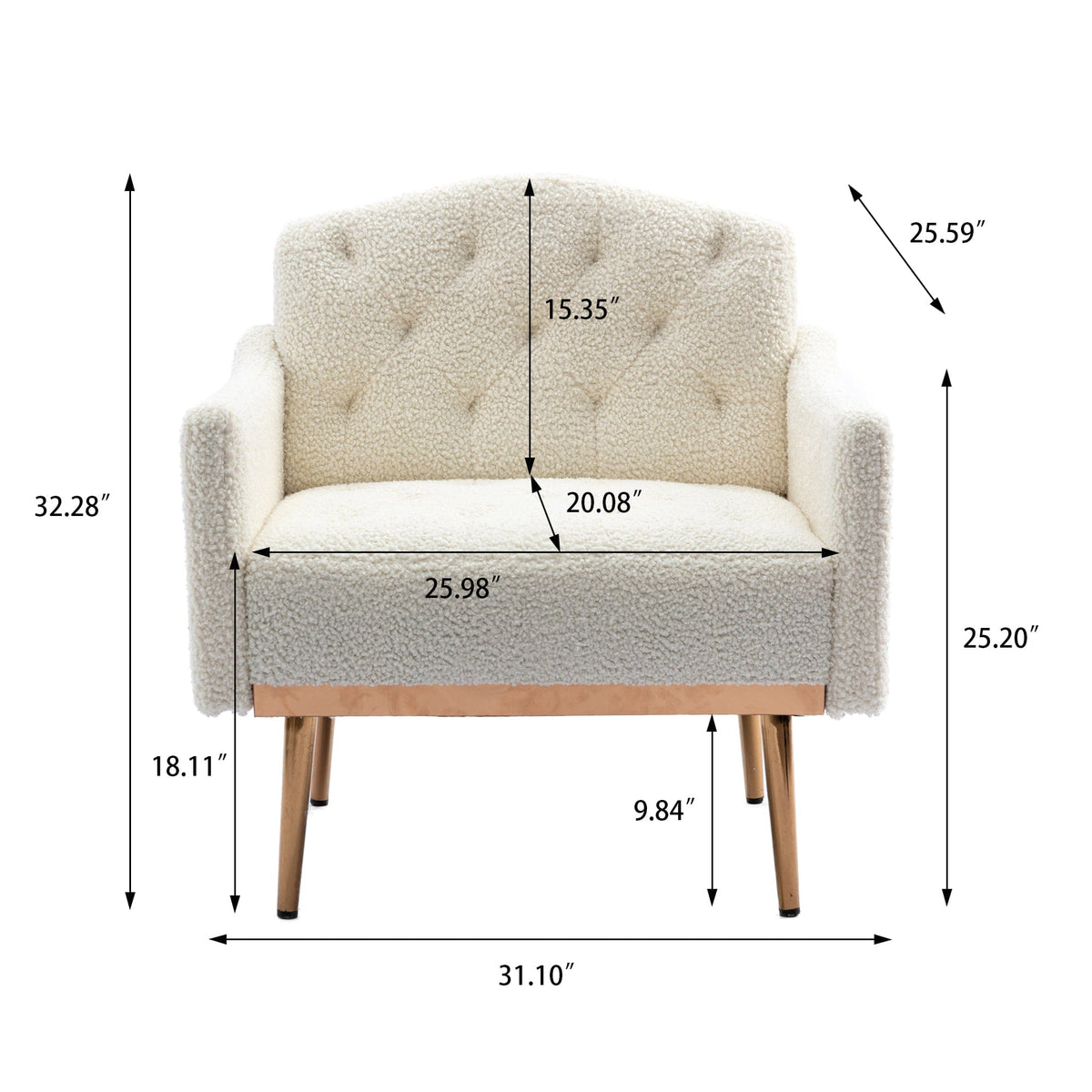 THE FURNITURE CO. Accent Chair Tufted Decorative Teddy Fabric Leisure Barrel Chair