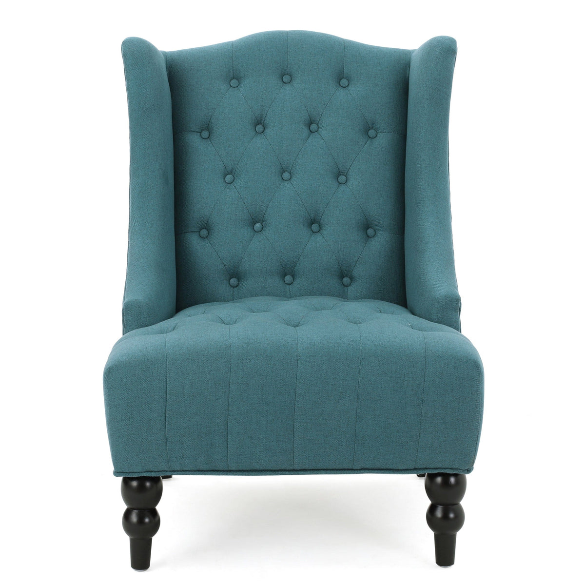 THE FURNITURE CO. Accent Chair Upholstered Wingback Accent Chair In Teal Fabric