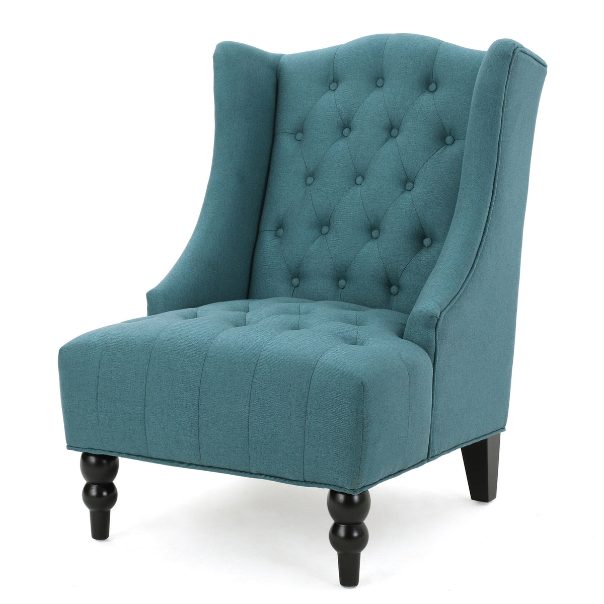 THE FURNITURE CO. Accent Chair Upholstered Wingback Accent Chair In Teal Fabric