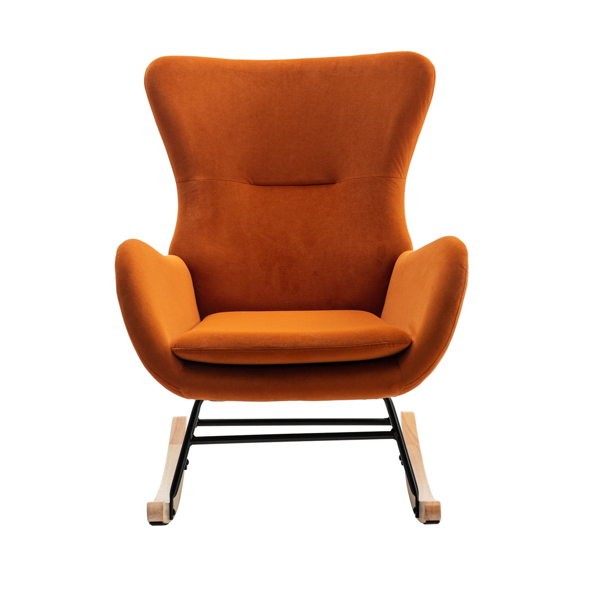 THE FURNITURE CO. Accent Chair Velvet Fabric Orange Upholstered Rocking Chair