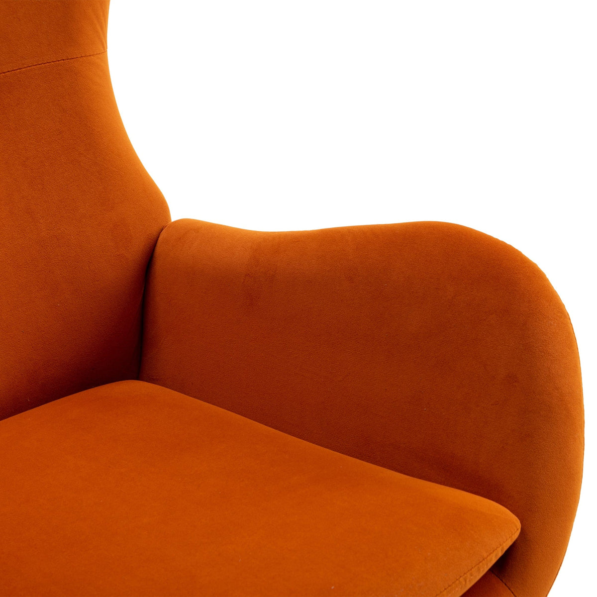 THE FURNITURE CO. Accent Chair Velvet Fabric Orange Upholstered Rocking Chair