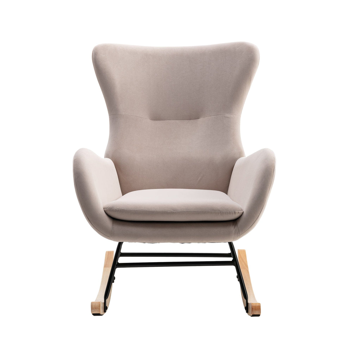 THE FURNITURE CO. Accent Chair Velvet Fabric Padded Seat Rocking Chair With High Backrest And Armrests