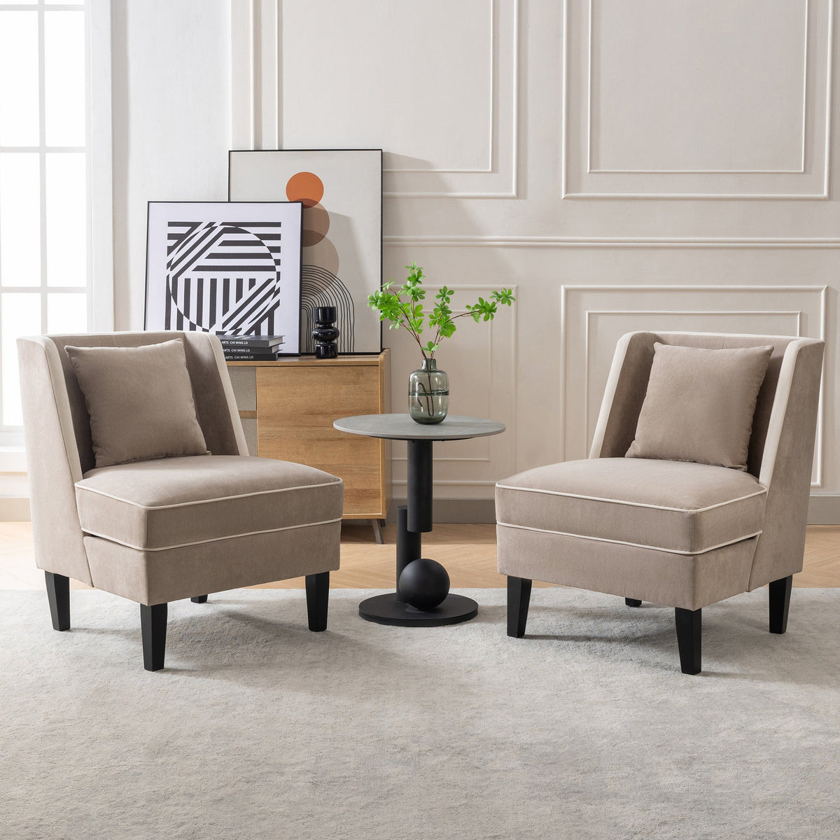 THE FURNITURE CO. Accent Chair Velvet Upholstered Traditional Style Accent Chair