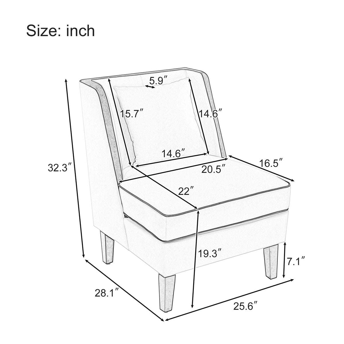 THE FURNITURE CO. Accent Chair Velvet Upholstered Traditional Style Accent Chair