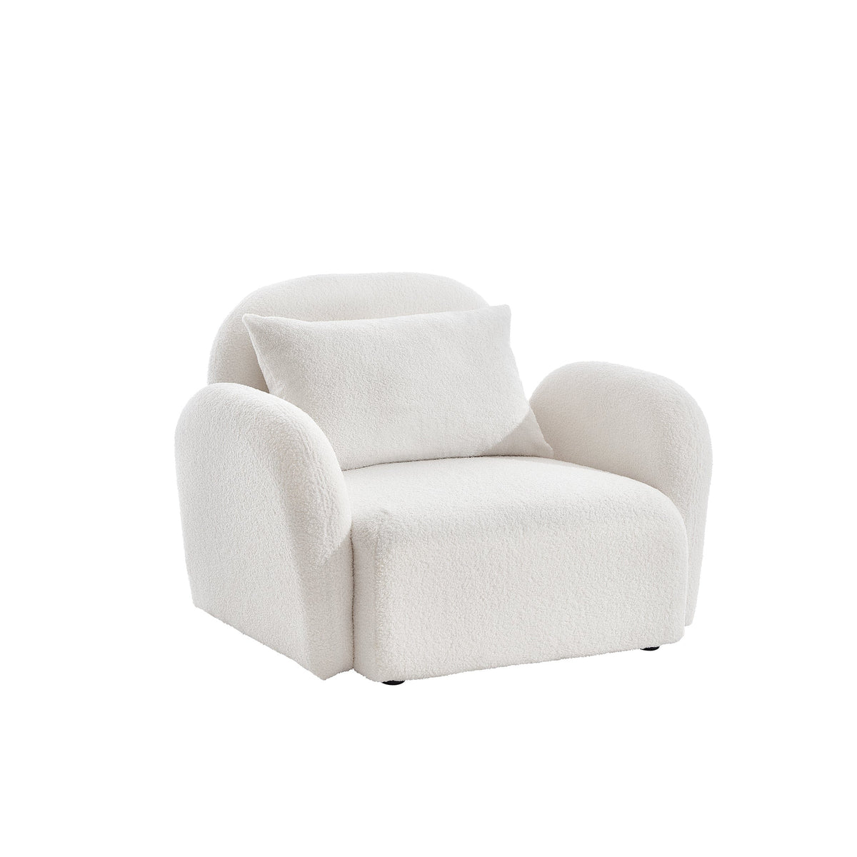 THE FURNITURE CO. Accent Chair White Teddy Upholstered Lazy Sofa Chair