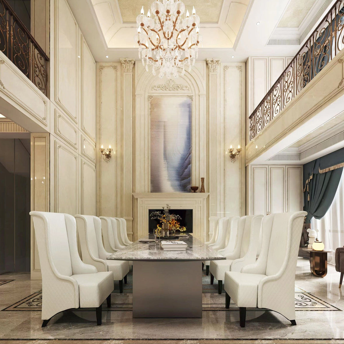 THE FURNITURE CO. Accent Chair Wide Faux Leather High-Back Accent Chair