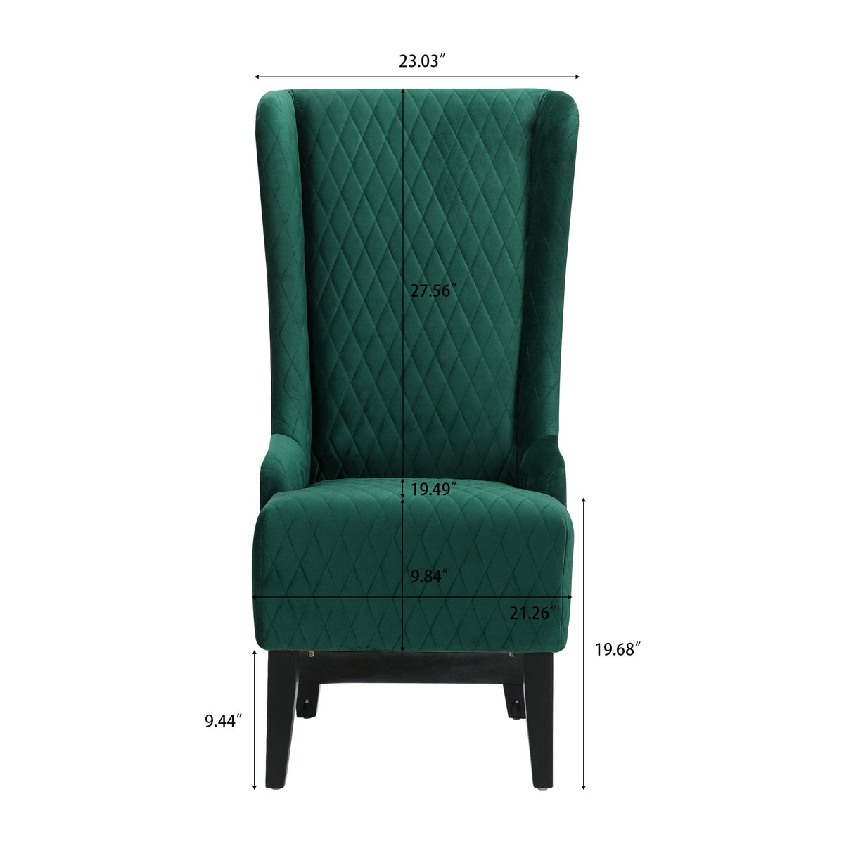 THE FURNITURE CO. Accent Chair Wide High-Back Velvet Accent Chair In Retro Green