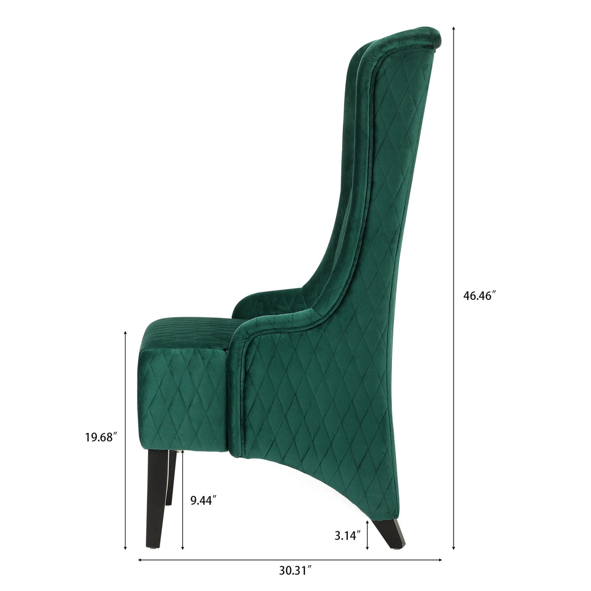 THE FURNITURE CO. Accent Chair Wide High-Back Velvet Accent Chair In Retro Green