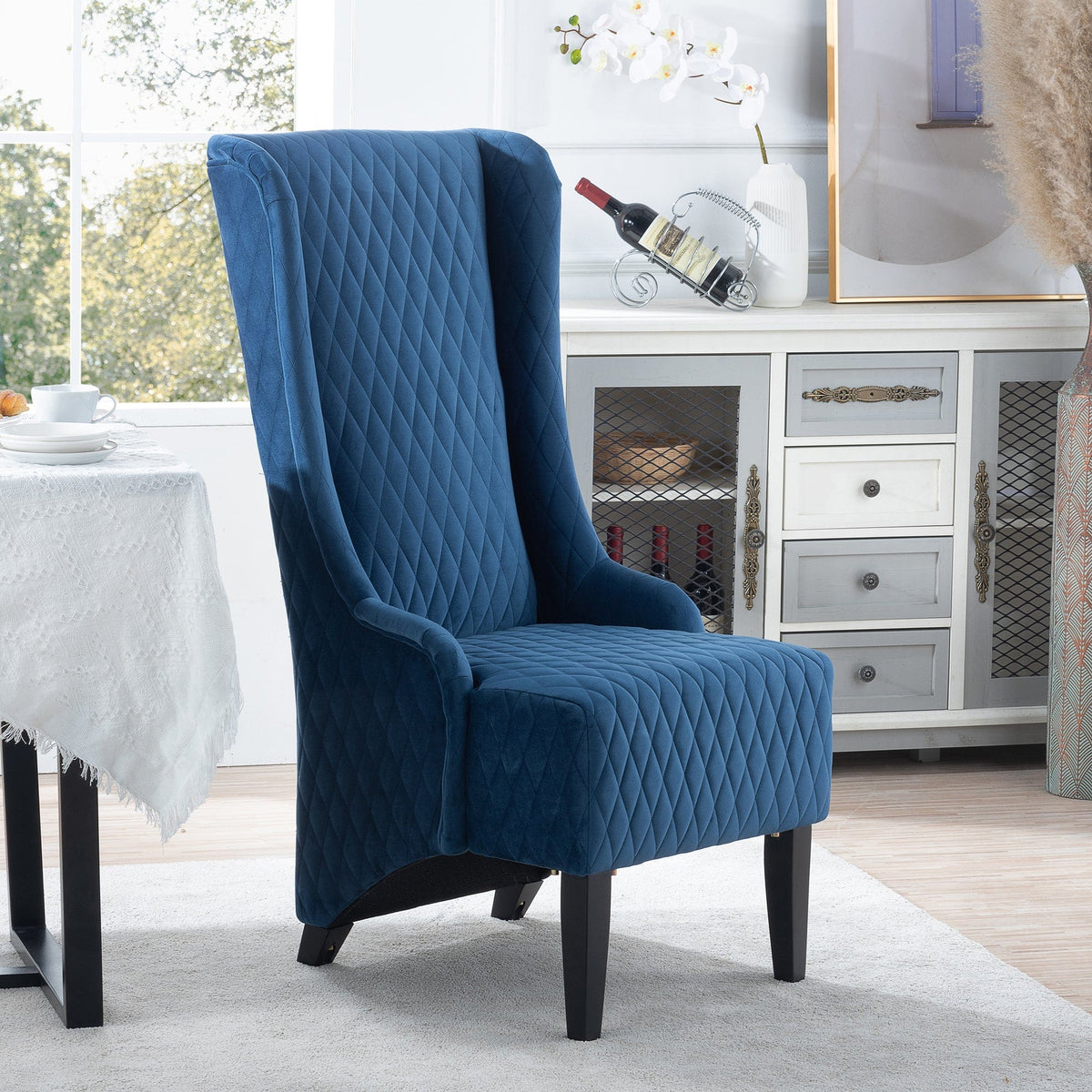 THE FURNITURE CO. Accent Chair Wide High Wingback Velvet Accent Chair
