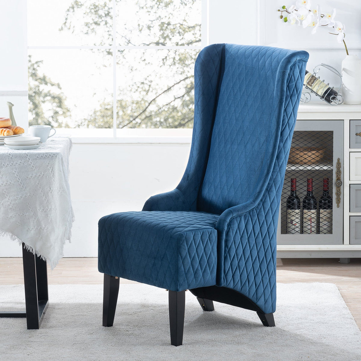 THE FURNITURE CO. Accent Chair Wide High Wingback Velvet Accent Chair