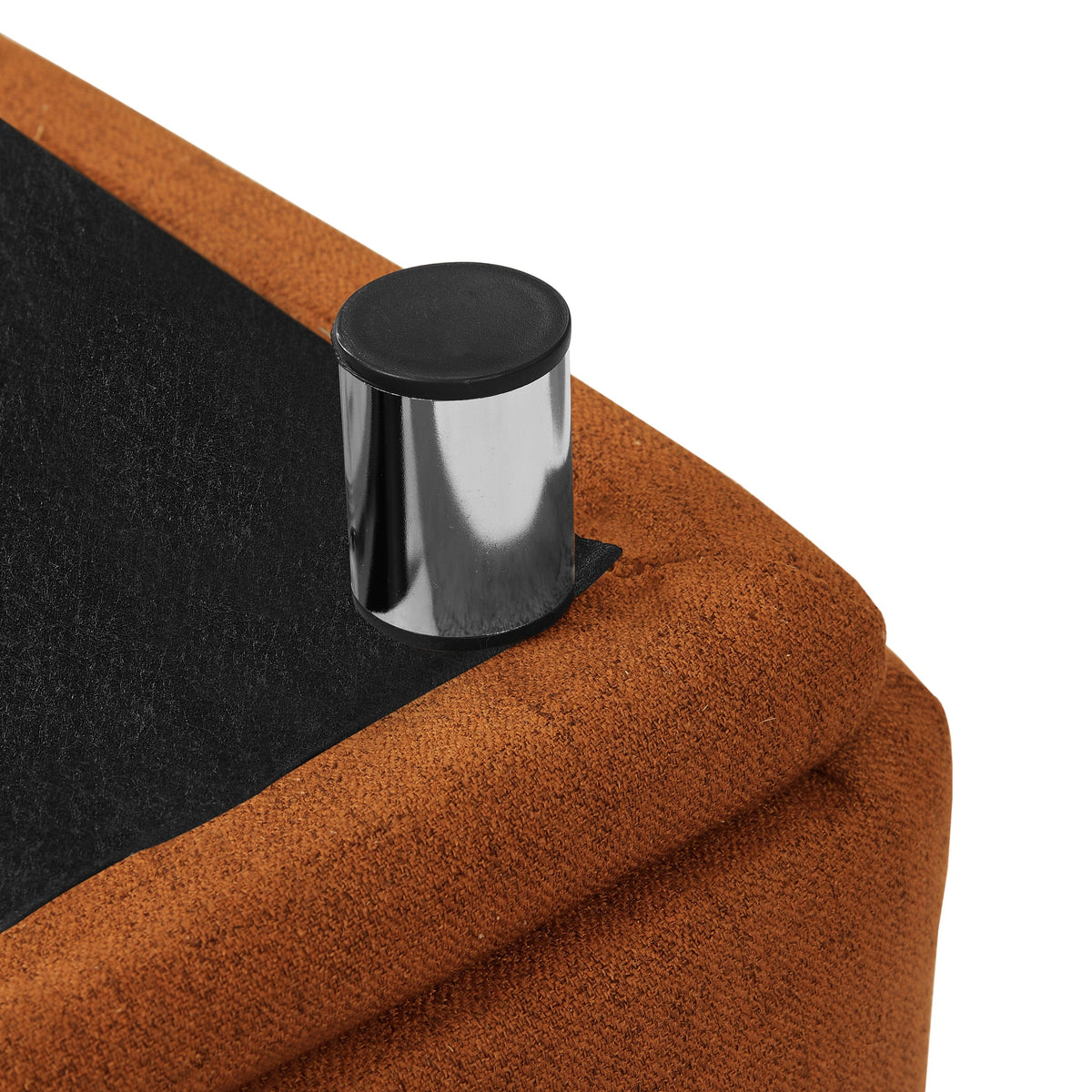 THE FURNITURE CO. Accent Chair Wide Pillow Single Sofa Accent Chair In Rust Red Cotton Linen