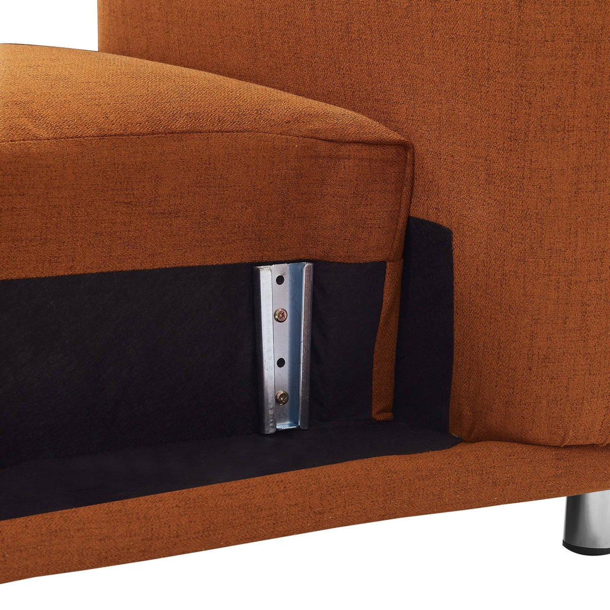 THE FURNITURE CO. Accent Chair Wide Pillow Single Sofa Accent Chair In Rust Red Cotton Linen