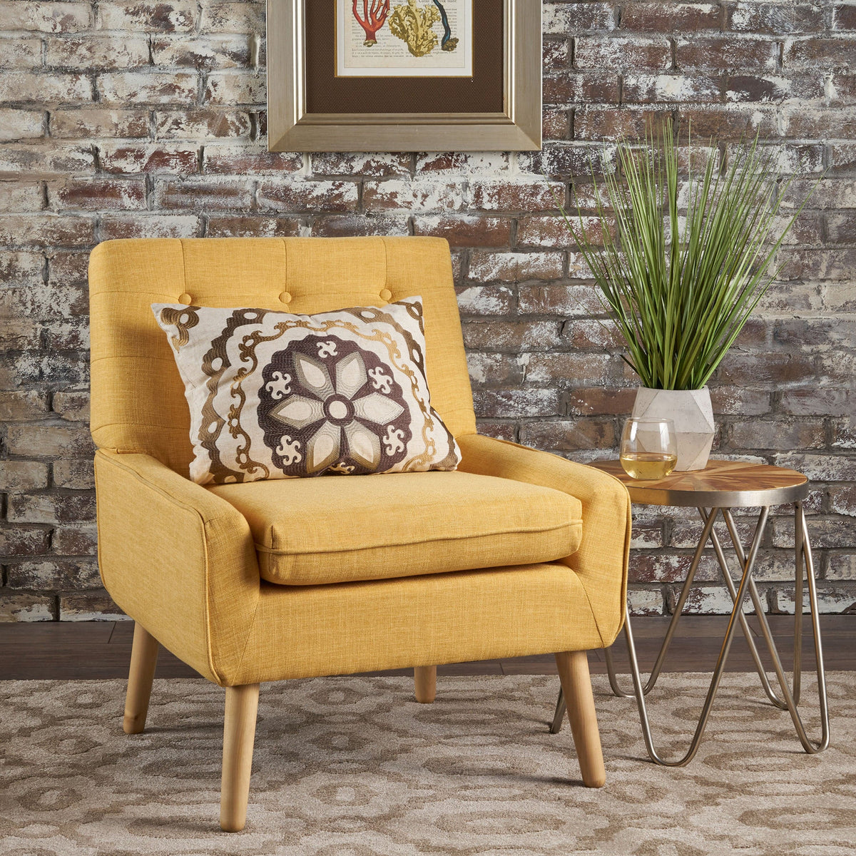 THE FURNITURE CO. Accent Chair Yellow Brooke Retro Club Chair