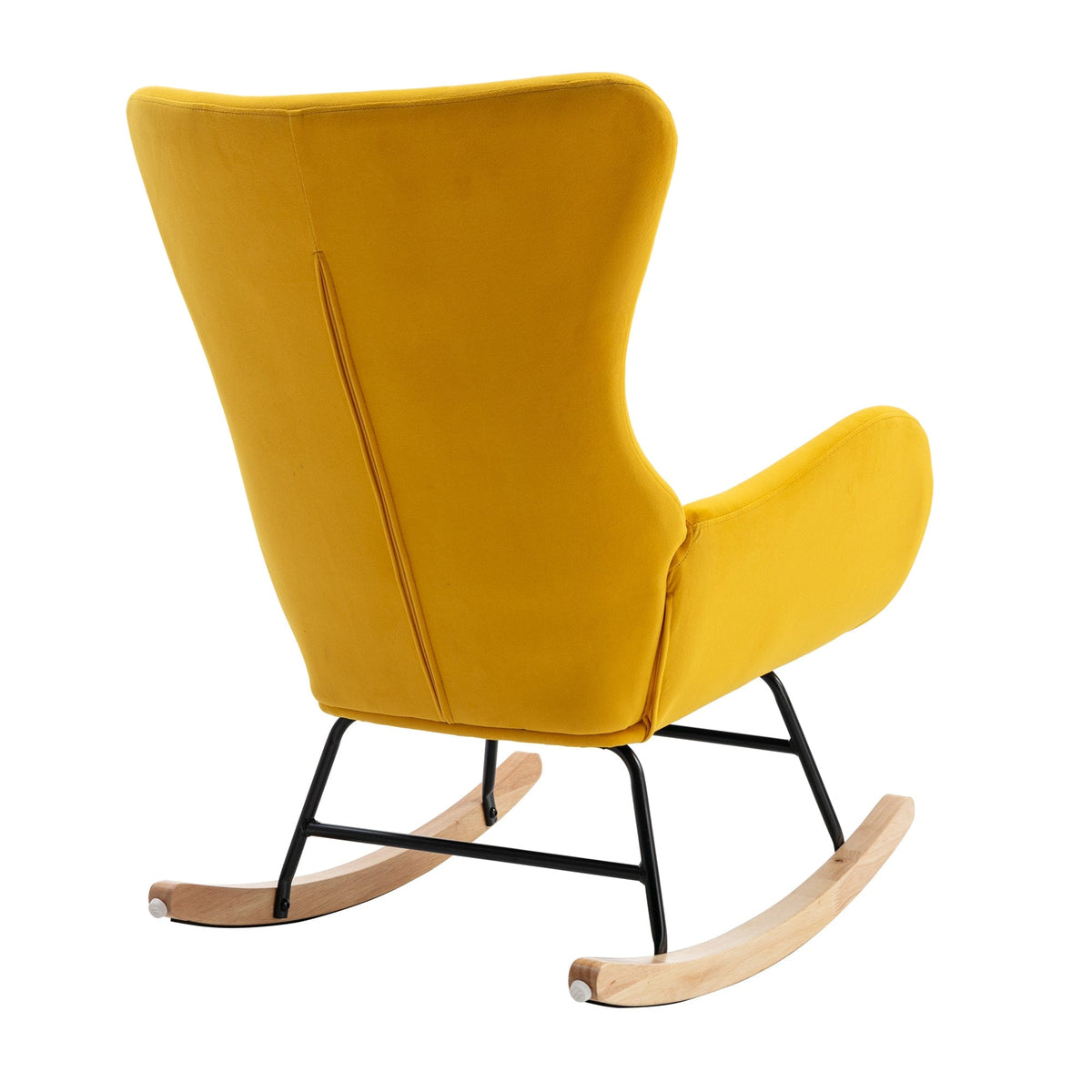 THE FURNITURE CO. Accent Chair Yellow Upholstered Rocking Chair With High Backrest And Armrests