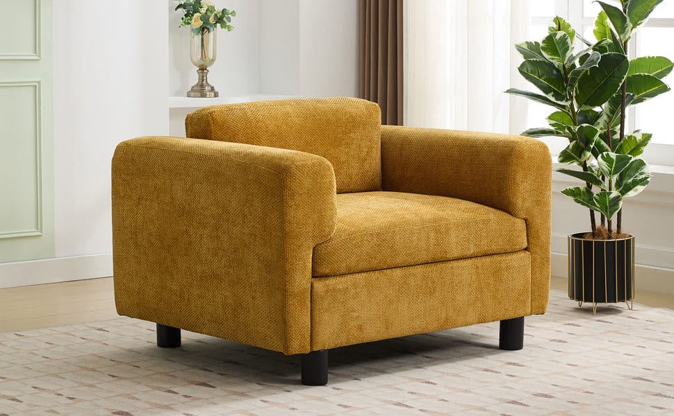 THE FURNITURE CO. Accent Chair Yellow Woven Velvet Oversized Armchair