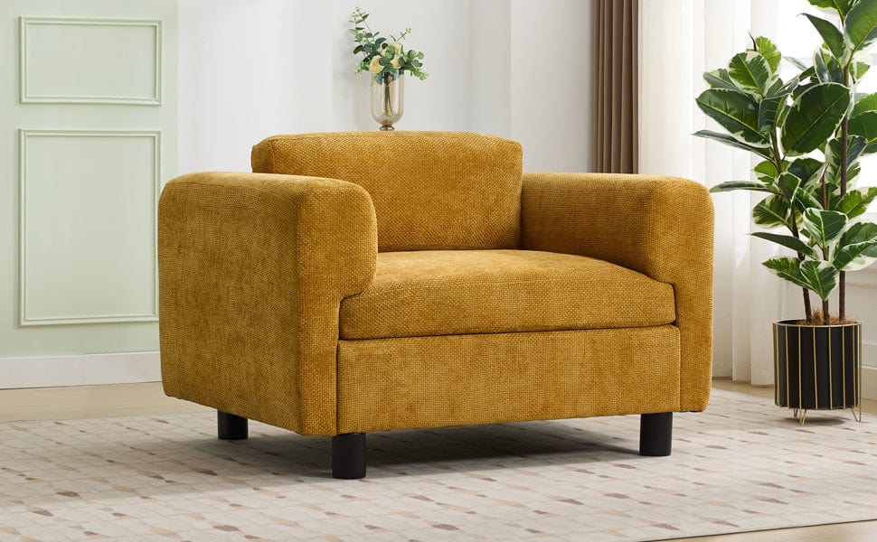 THE FURNITURE CO. Accent Chair Yellow Woven Velvet Oversized Armchair
