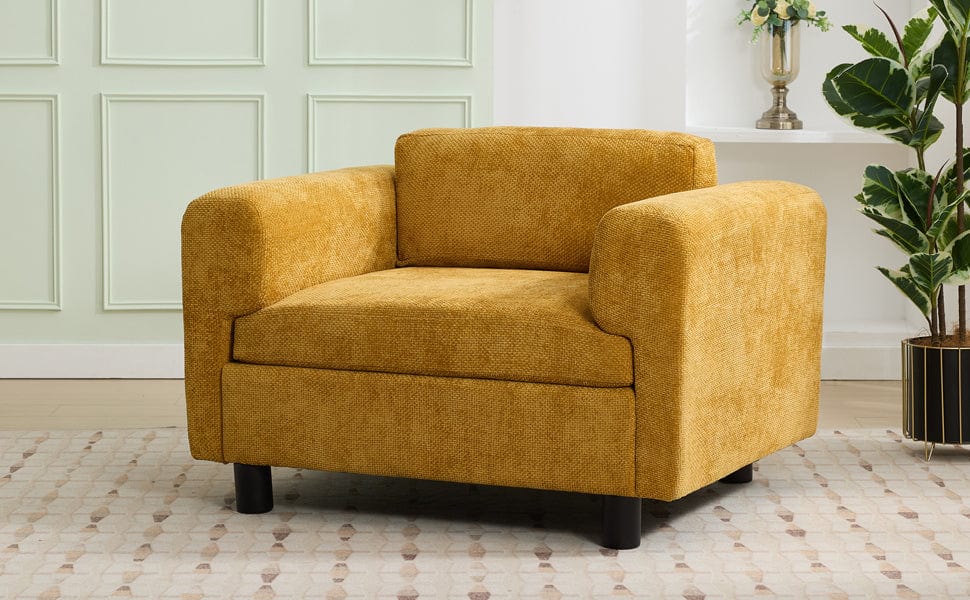 THE FURNITURE CO. Accent Chair Yellow Woven Velvet Oversized Armchair