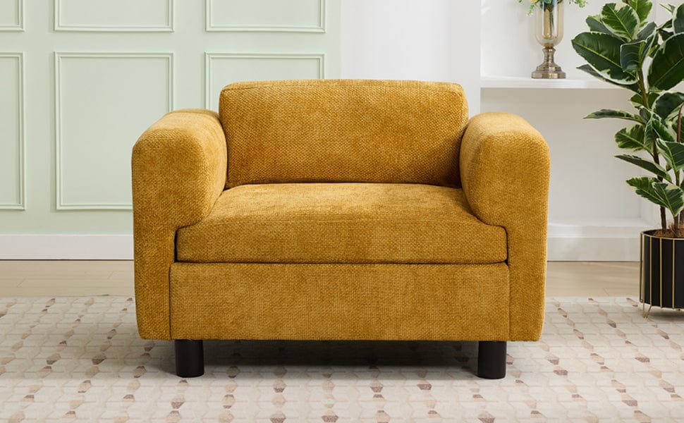 THE FURNITURE CO. Accent Chair Yellow Woven Velvet Oversized Armchair