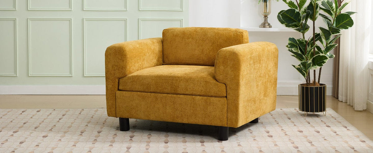 THE FURNITURE CO. Accent Chair Yellow Woven Velvet Oversized Armchair
