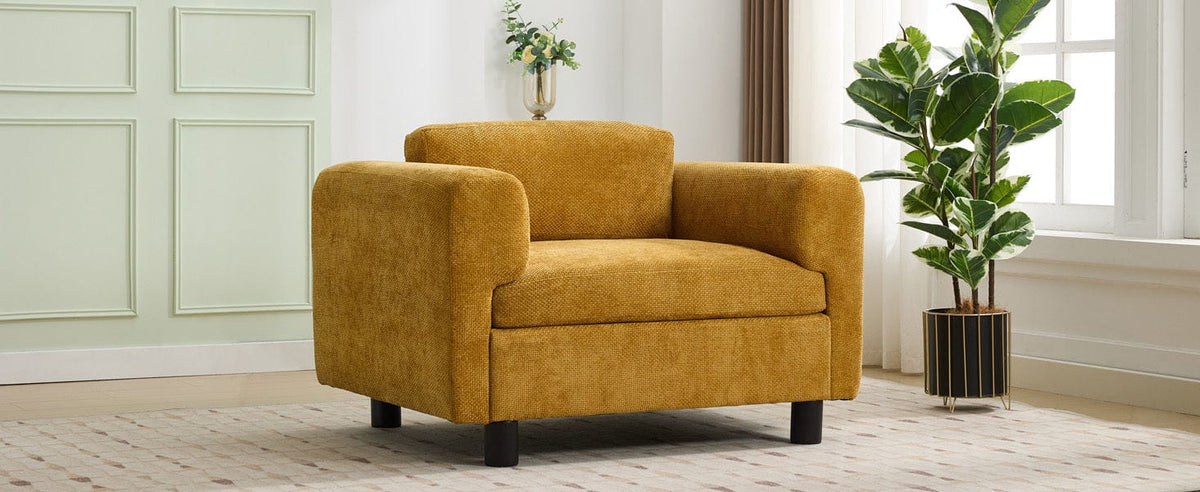THE FURNITURE CO. Accent Chair Yellow Woven Velvet Oversized Armchair