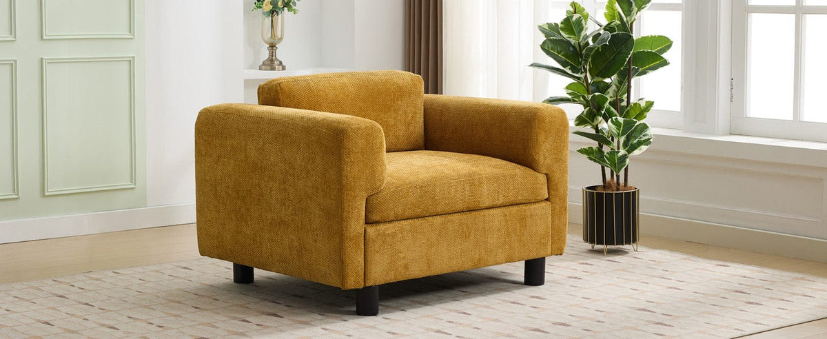 THE FURNITURE CO. Accent Chair Yellow Woven Velvet Oversized Armchair