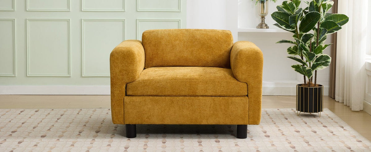 THE FURNITURE CO. Accent Chair Yellow Woven Velvet Oversized Armchair