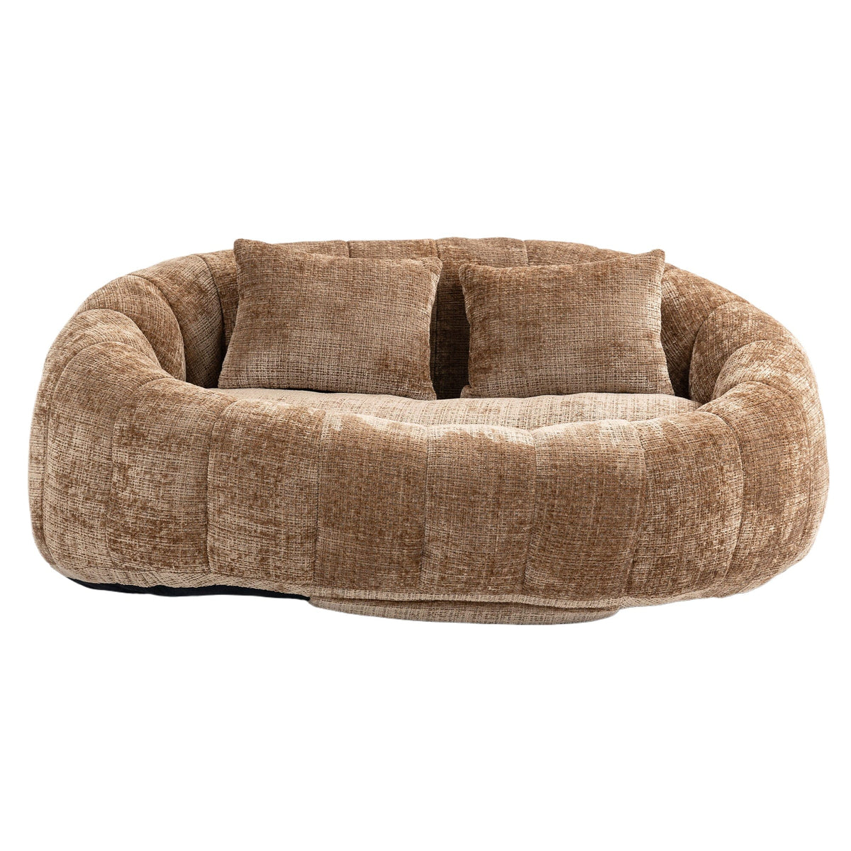 THE FURNITURE CO. Bean Bag Chair Comfortable High-Back Bean Bag Couch in Coffee Chenille