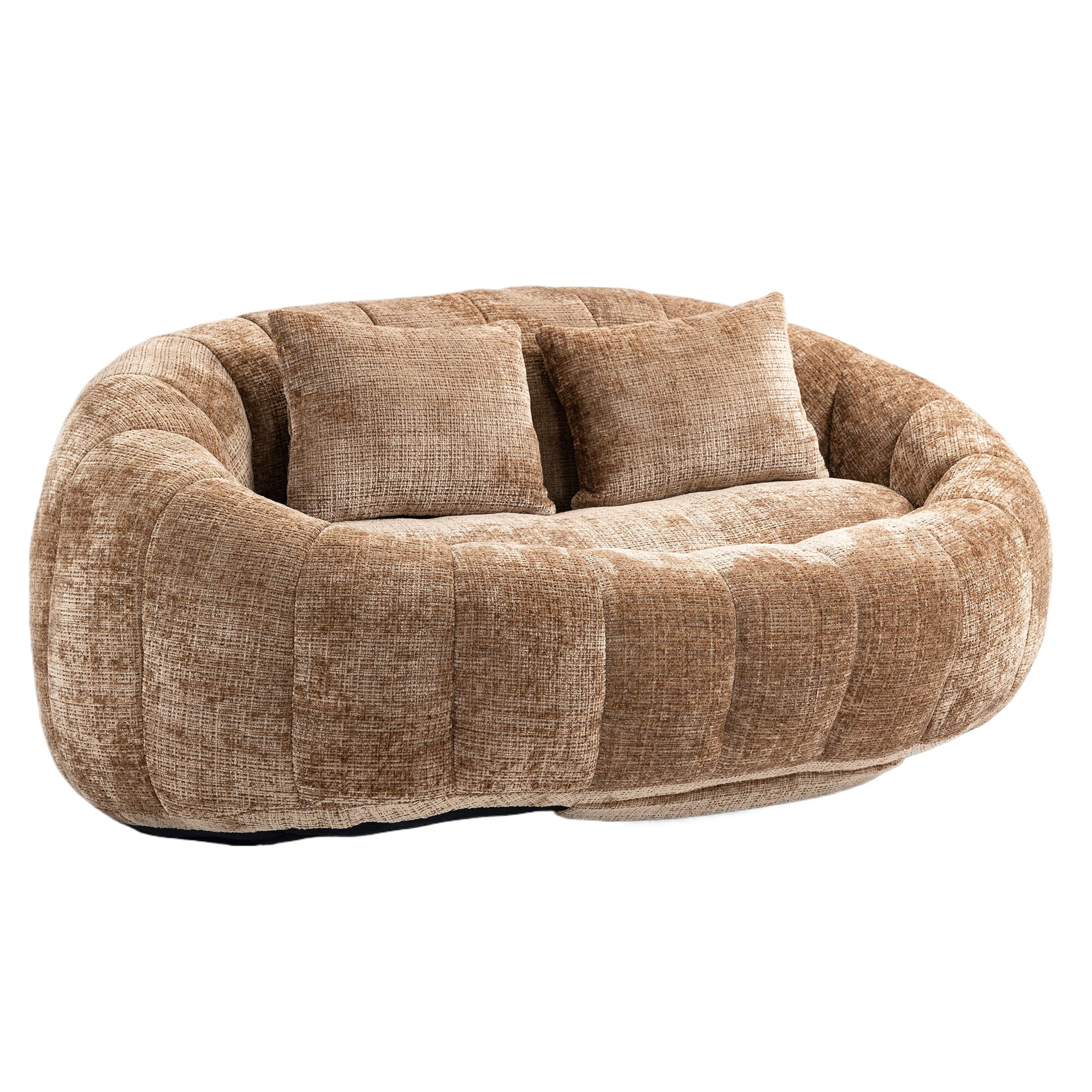 THE FURNITURE CO. Bean Bag Chair Comfortable High-Back Bean Bag Couch in Coffee Chenille