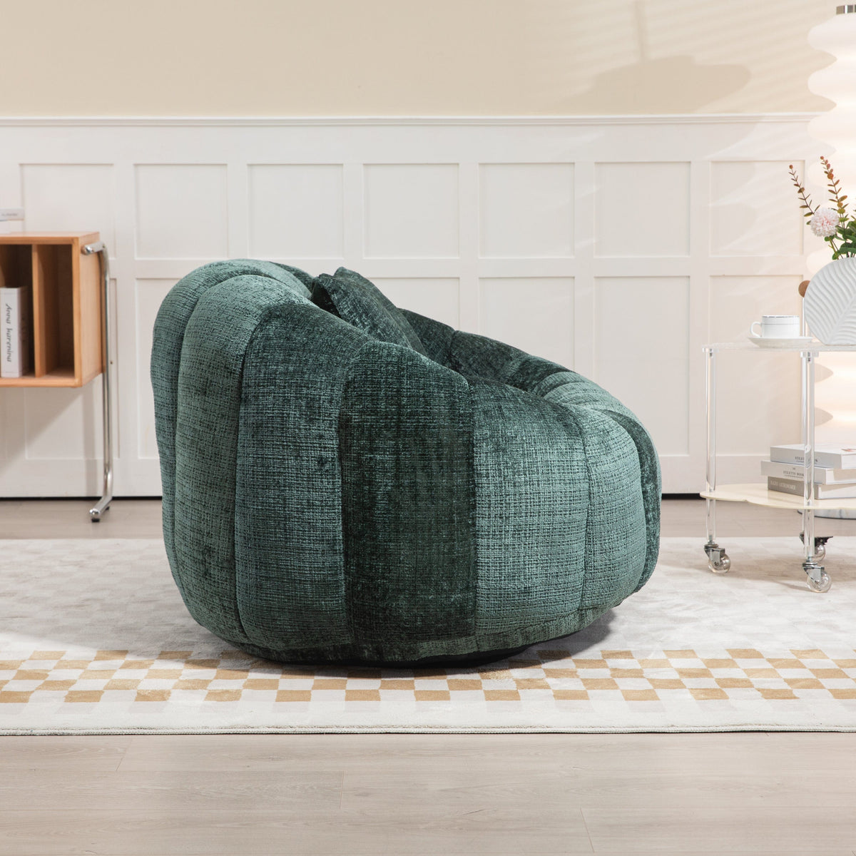 THE FURNITURE CO. Bean Bag Chair Comfortable High-Back Bean Bag Couch in Emerald Chenille