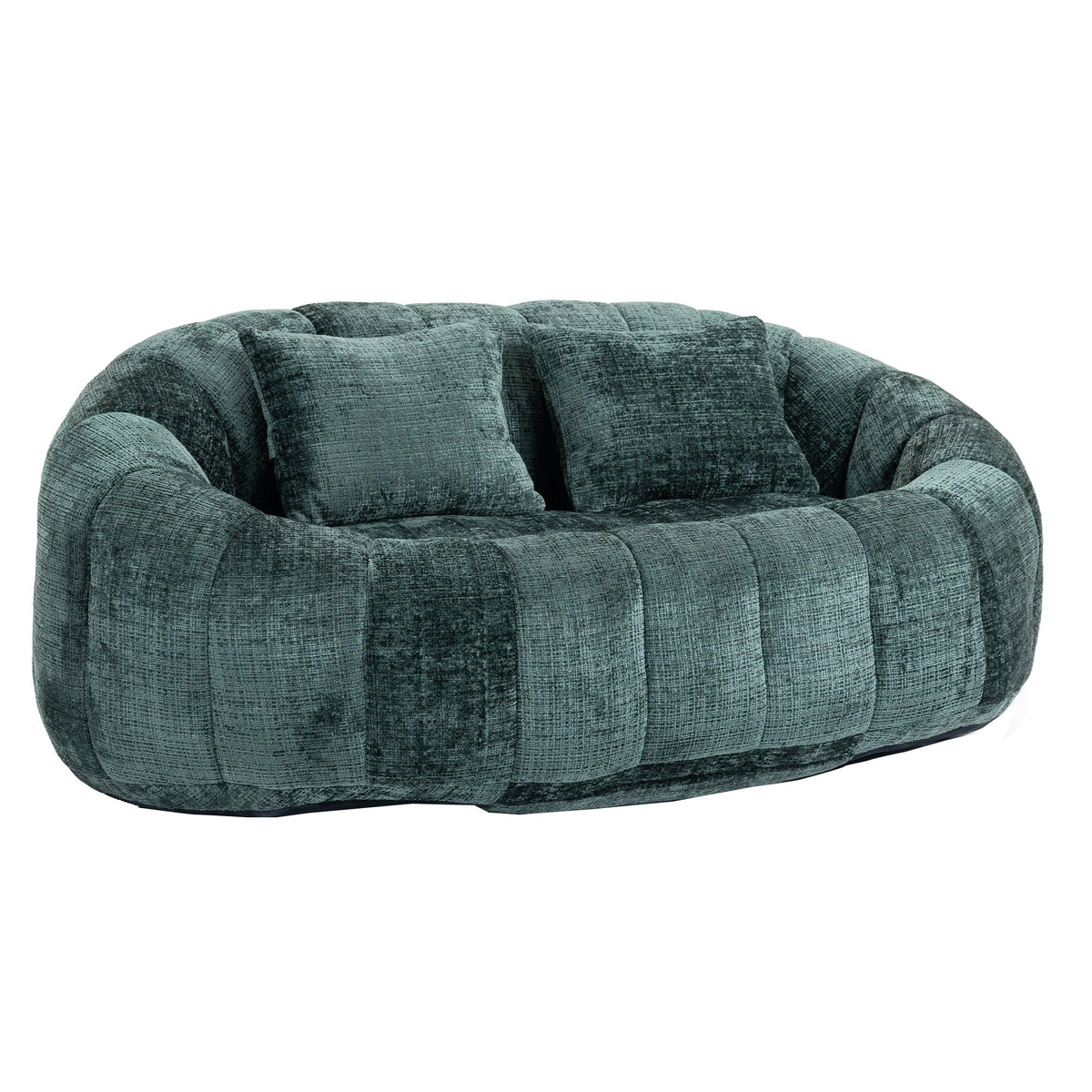 THE FURNITURE CO. Bean Bag Chair Comfortable High-Back Bean Bag Couch in Emerald Chenille