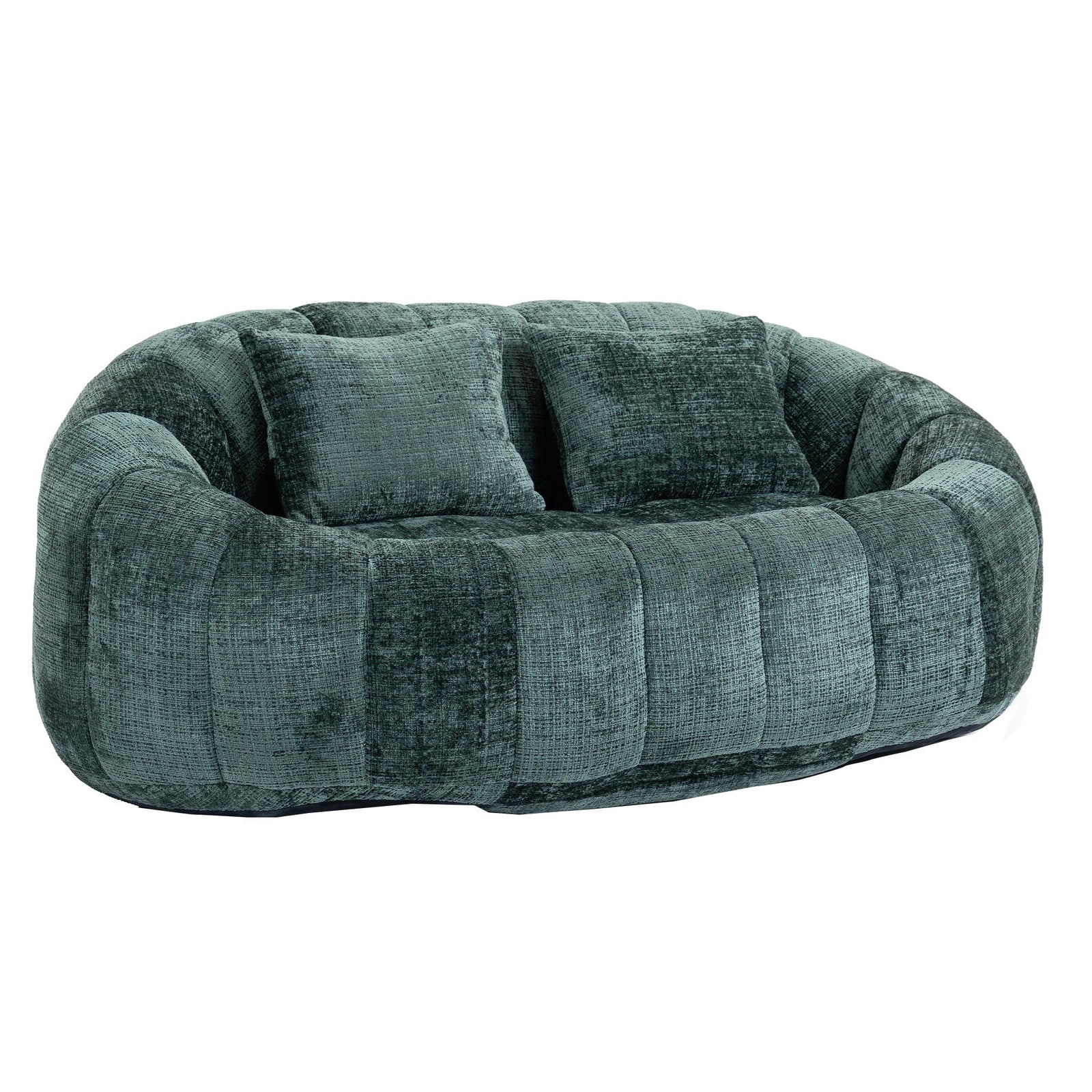 THE FURNITURE CO. Bean Bag Chair Comfortable High-Back Bean Bag Couch in Emerald Chenille