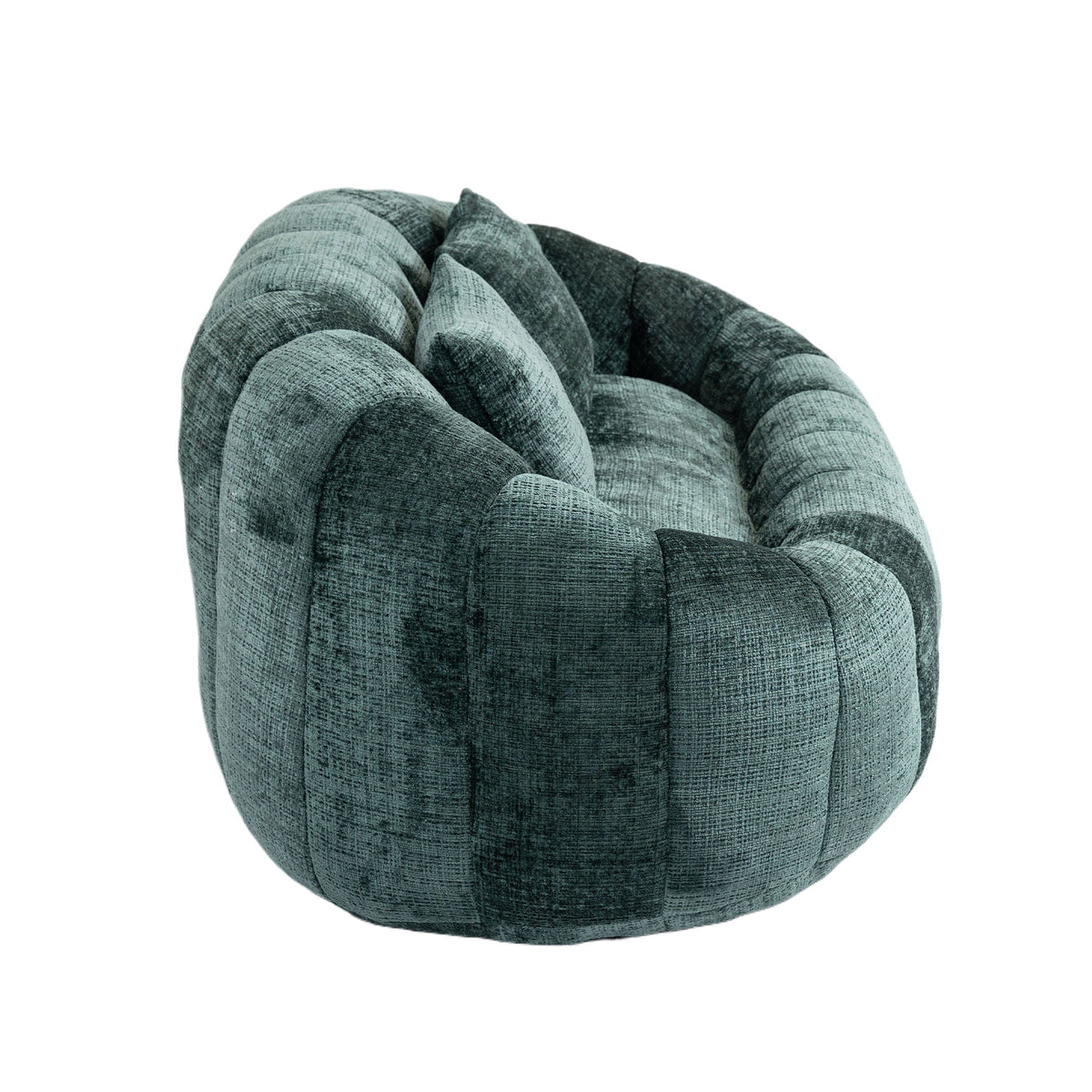 THE FURNITURE CO. Bean Bag Chair Comfortable High-Back Bean Bag Couch in Emerald Chenille