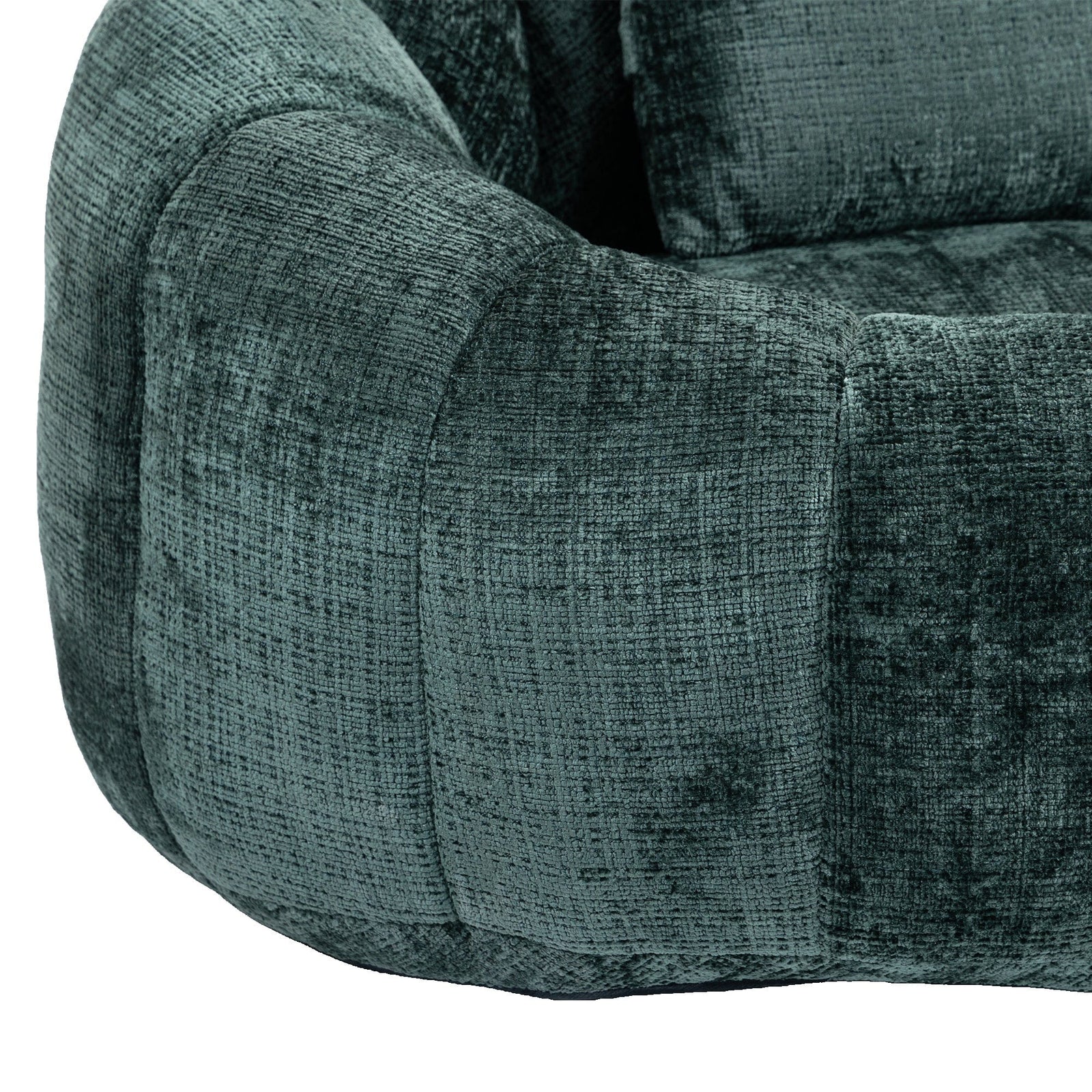 THE FURNITURE CO. Bean Bag Chair Comfortable High-Back Bean Bag Couch in Emerald Chenille